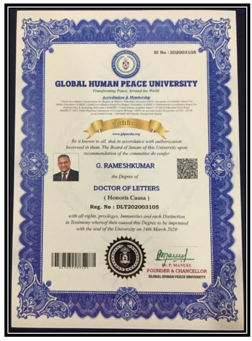 Certificate of Excellence